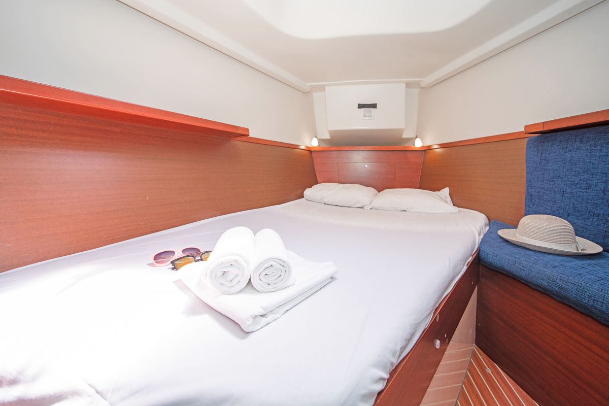 Cabin on Aeolus, a Hanse Yachts Hanse 400 sailboat at Preveza, Greece