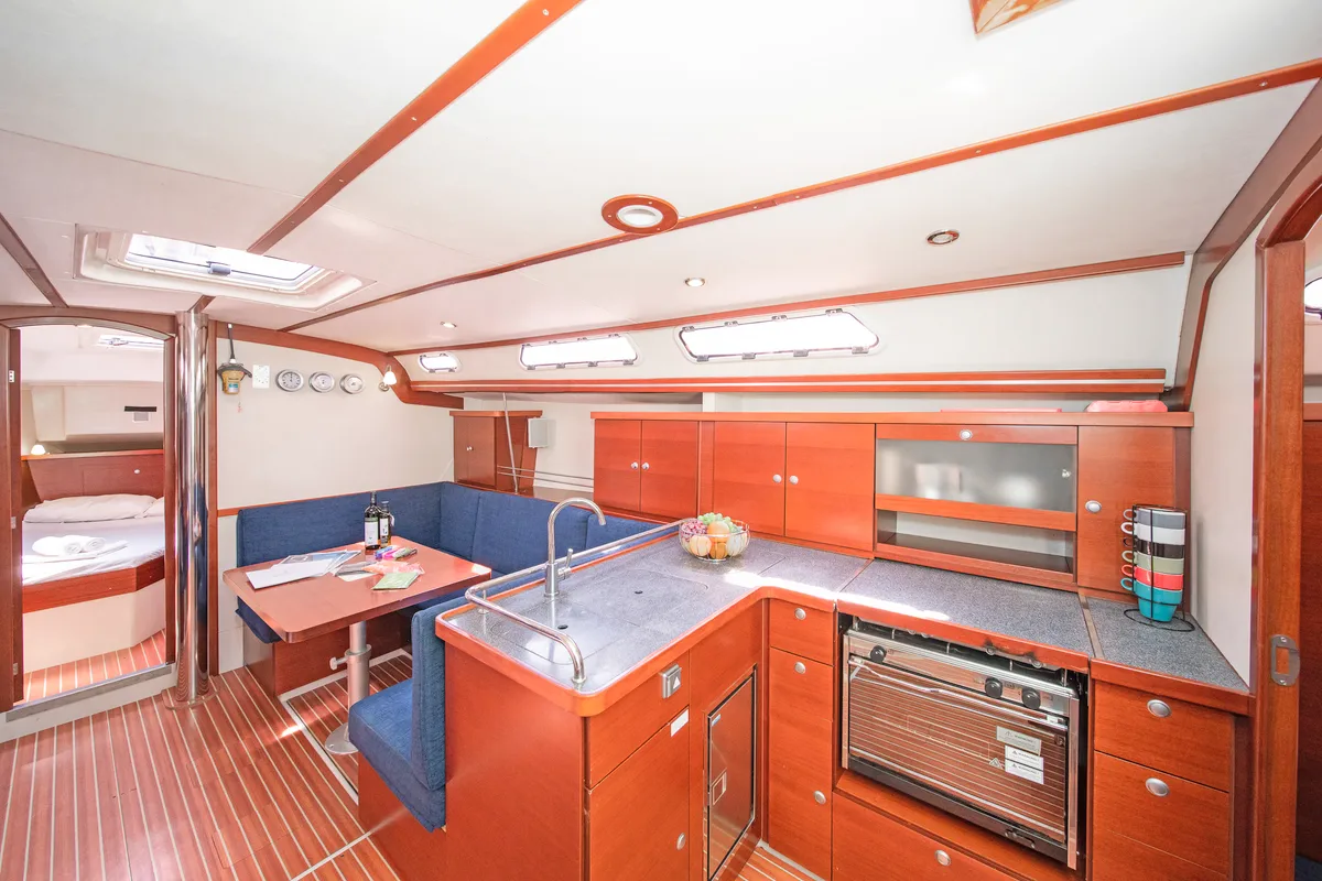 Galley of Aeolus, a Hanse Yachts Hanse 400 sailboat at Preveza, Greece