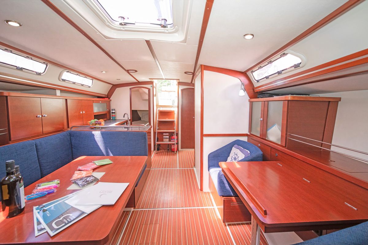 Salon of Aeolus, a Hanse Yachts Hanse 400 sailboat at Preveza, Greece