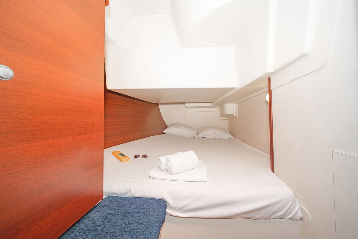 Cabin on Aeolus, a Hanse Yachts Hanse 400 sailboat at Preveza, Greece