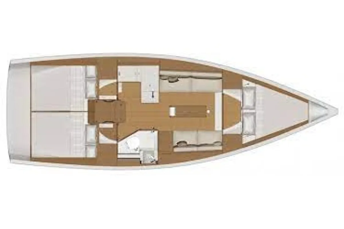 Floor plan of Leonore, a Dufour 360 Grand Large sailboat at Fisksätra, Sweden