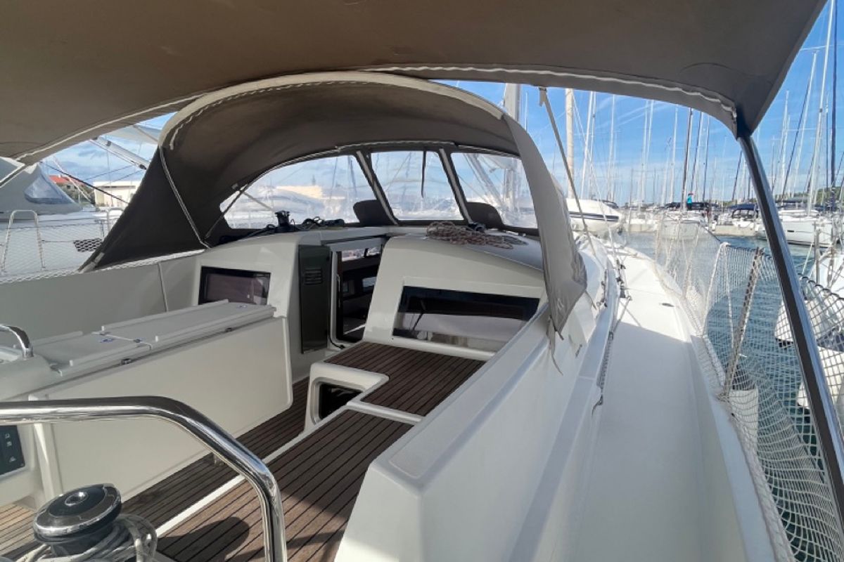 Deck of Petra, a Jeanneau Sun Odyssey 440 sailboat at Općina Sukošan, Croatia