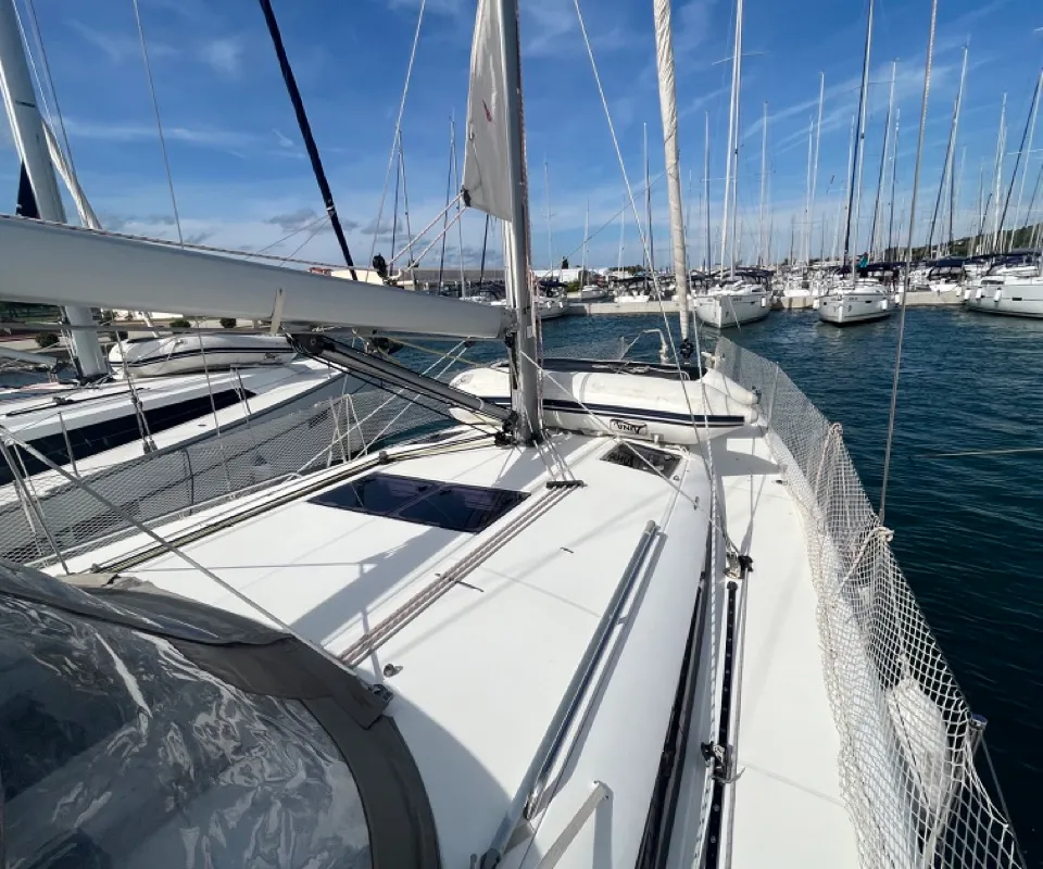 Deck of Petra, a Jeanneau Sun Odyssey 440 sailboat at Općina Sukošan, Croatia