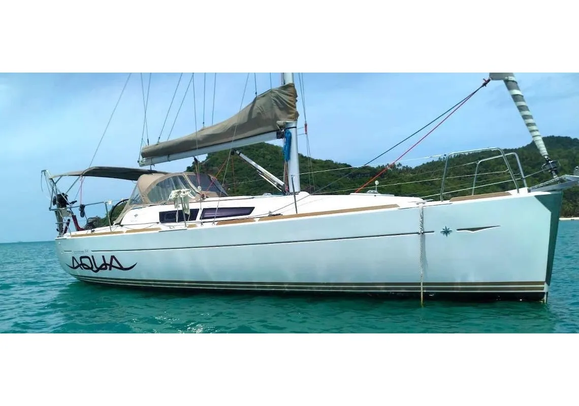 Exterior view of Aqua, a Jeanneau Sun Odyssey 33i sailboat at Baan Salak Phet, Thailand