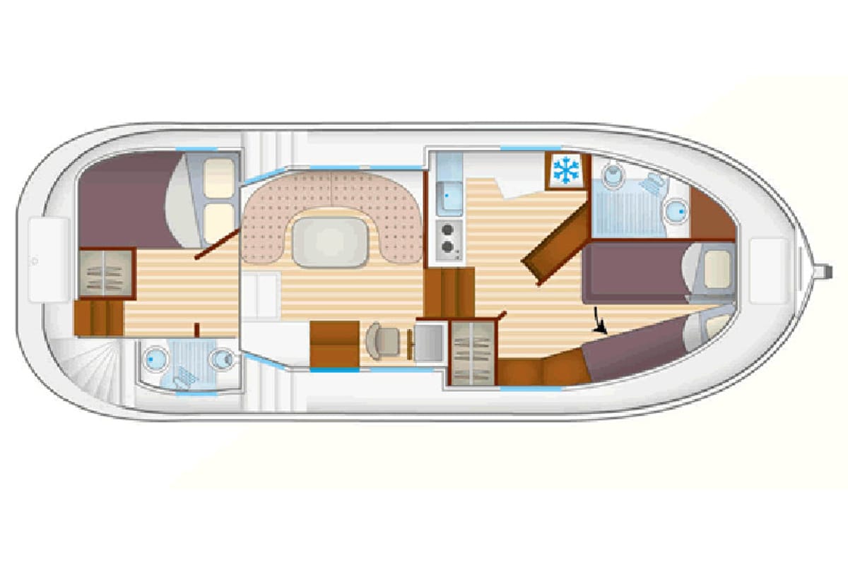 Cabin on 1020-16, a Pénichette 1020 motorboat at Scey-sur-Saône-et-Saint-Albin, France