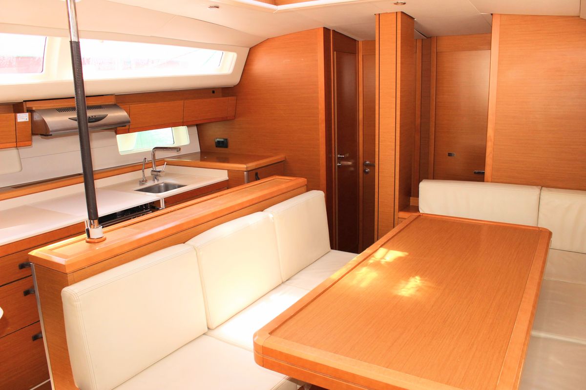 Salon of Blue Angel, a Jeanneau 54 sailboat at Split, Croatia