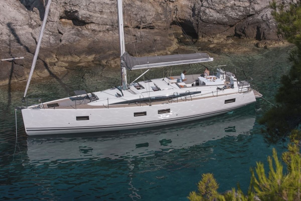 Exterior view of Blue Angel, a Jeanneau 54 sailboat at Split, Croatia