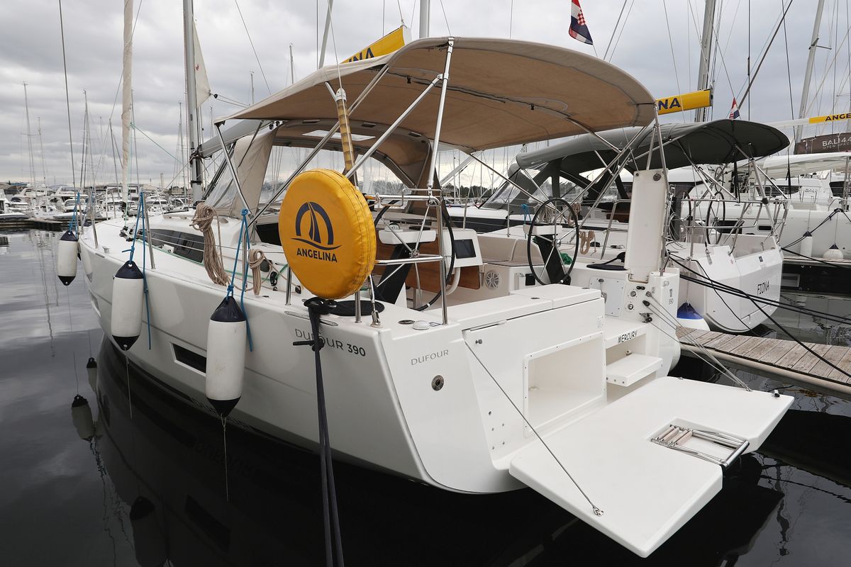Exterior view of Mercury, a Dufour 390 GL sailboat at Grad Biograd na Moru, Croatia