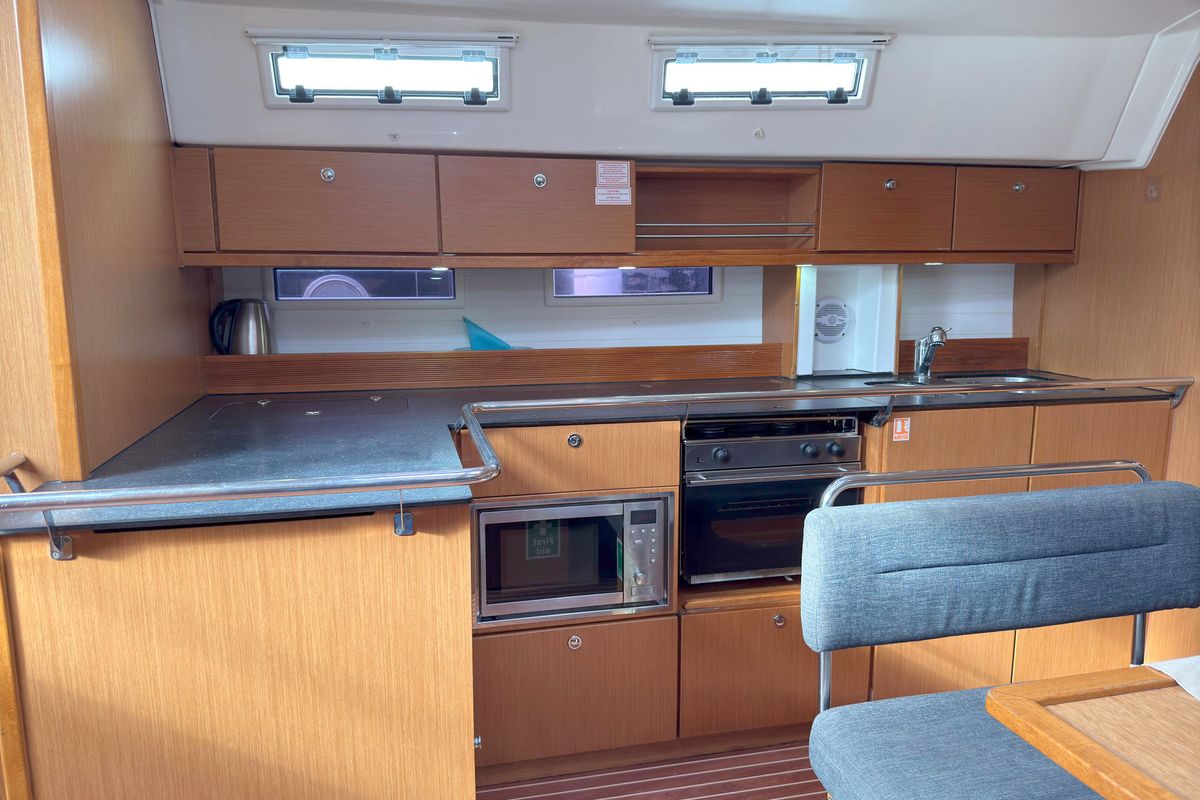 Galley of Eva, a Bavaria Cruiser 45 sailboat at Palma de Mallorca, Spain