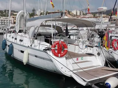 Deck of Eva, a Bavaria Cruiser 45 sailboat at Palma de Mallorca, Spain