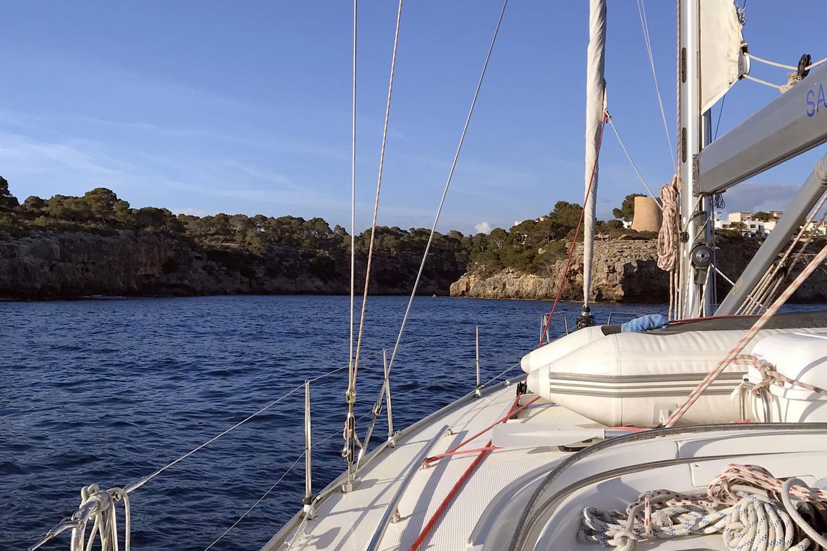 Deck of Eva, a Bavaria Cruiser 45 sailboat at Palma de Mallorca, Spain