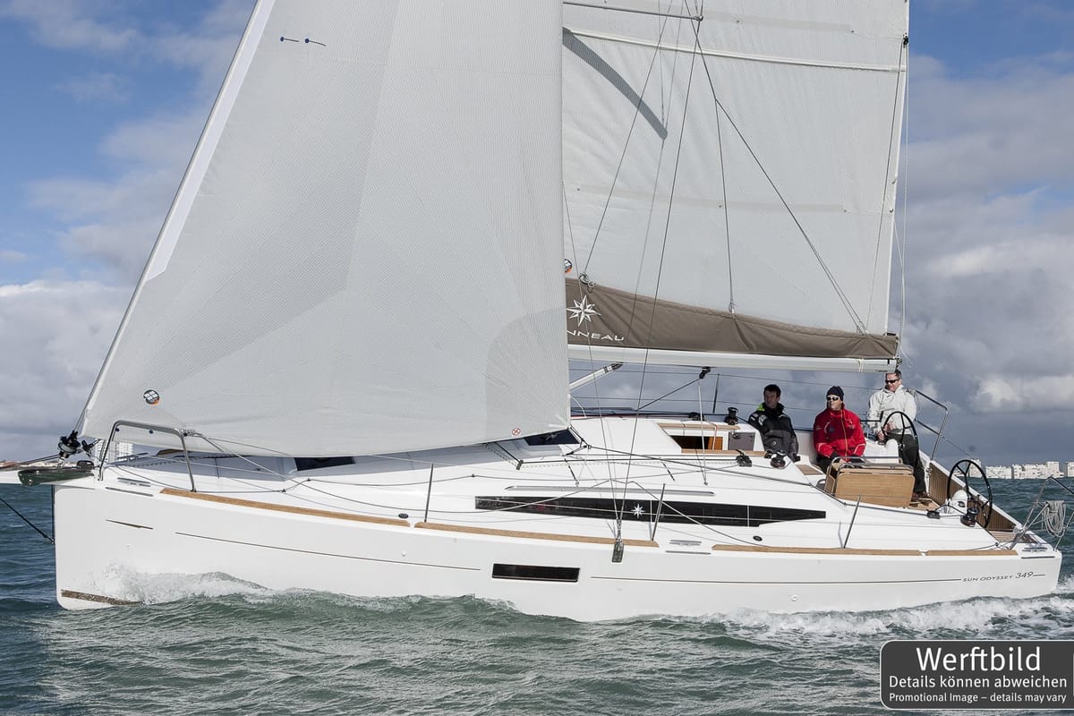 Exterior view of Anastasia, a Jeanneau Sun Odyssey 349 sailboat at Grad Biograd na Moru, Croatia