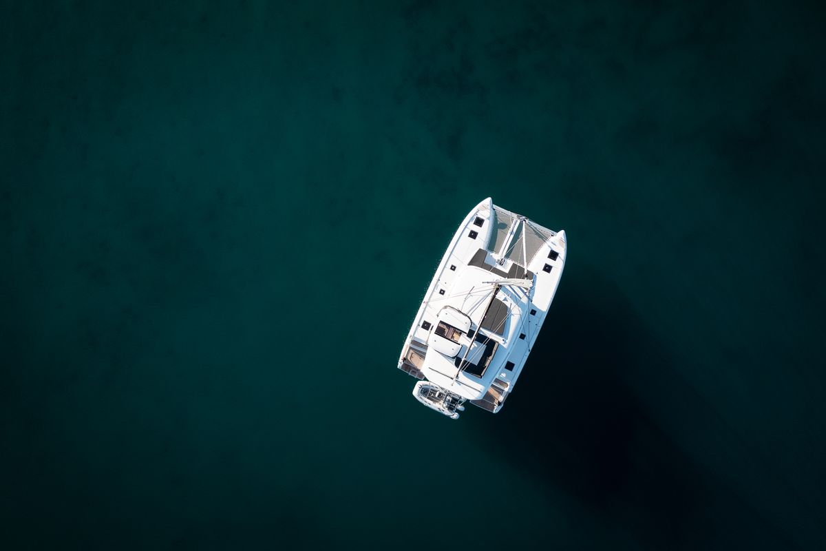 Exterior view of Savoja, a Lagoon 43 catamaran at Seget Donji, Croatia