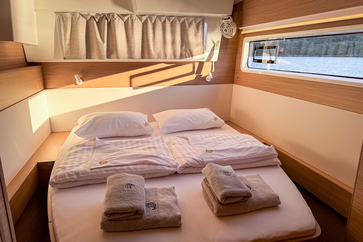 Cabin on Savoja, a Lagoon 43 catamaran at Seget Donji, Croatia