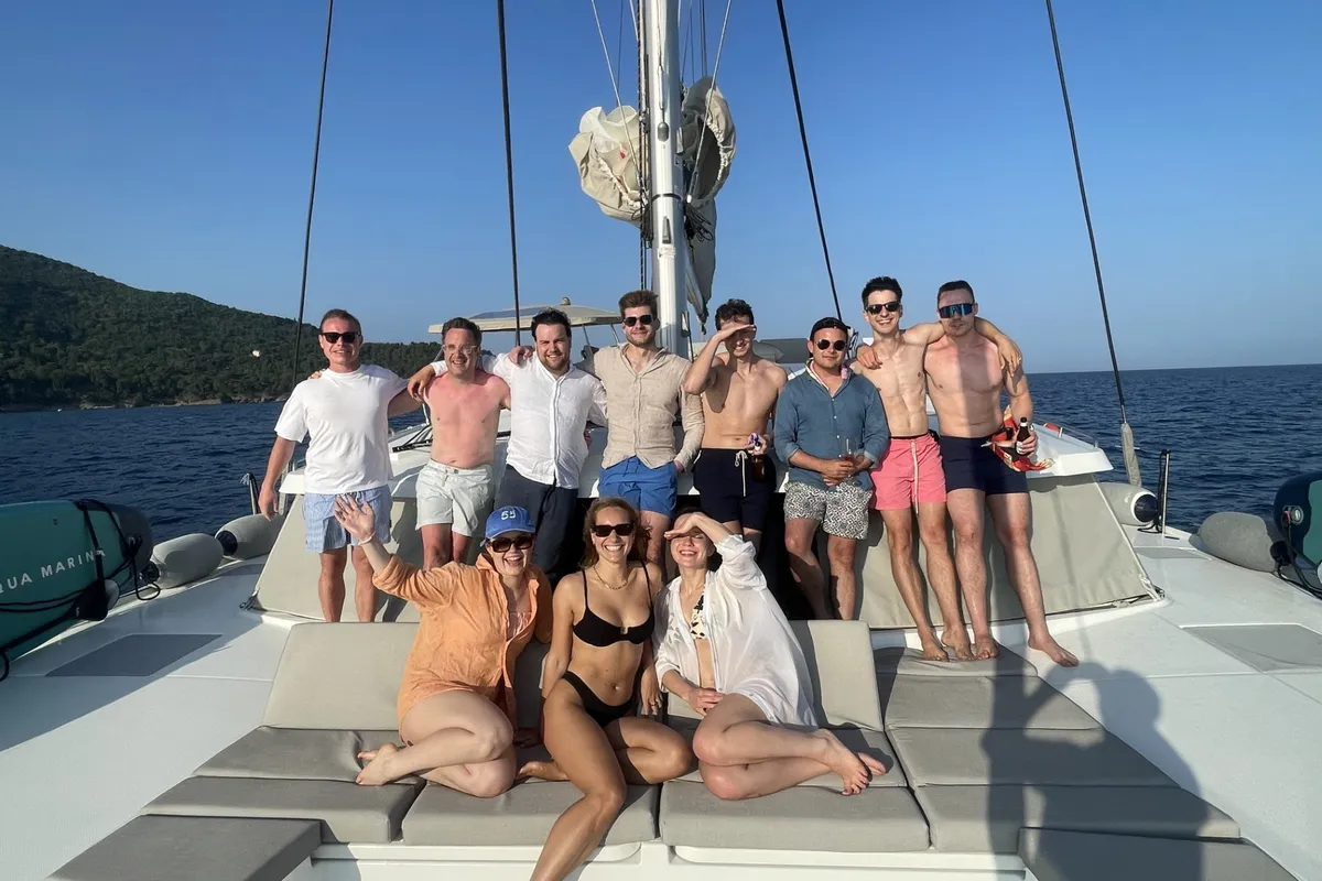 Deck of Premium, a Fountaine Pajot Elba 45 catamaran at Port de Bormes-les-Mimosas, France