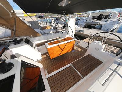 Deck of Ocean Tango, a Dufour 460 GL sailboat at Grad Trogir, Croatia