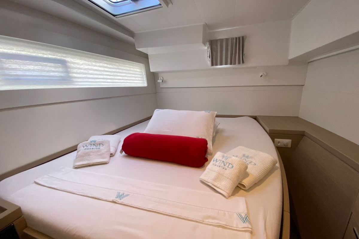 Cabin on Atmosfera W, a Lagoon 40 catamaran at Paraty, Brazil