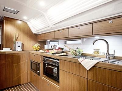 Galley of Four, a Bavaria Cruiser 46 sailboat at Fisksätra, Sweden