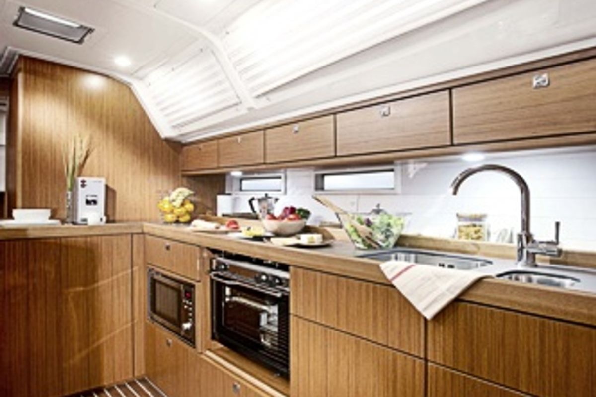 Galley of Four, a Bavaria Cruiser 46 sailboat at Fisksätra, Sweden