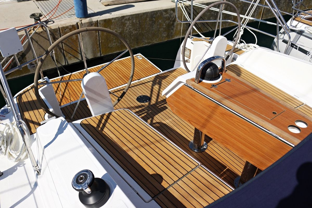 Cockpit of Andrea, a Bavaria Cruiser 37 sailboat at Općina Sukošan, Croatia