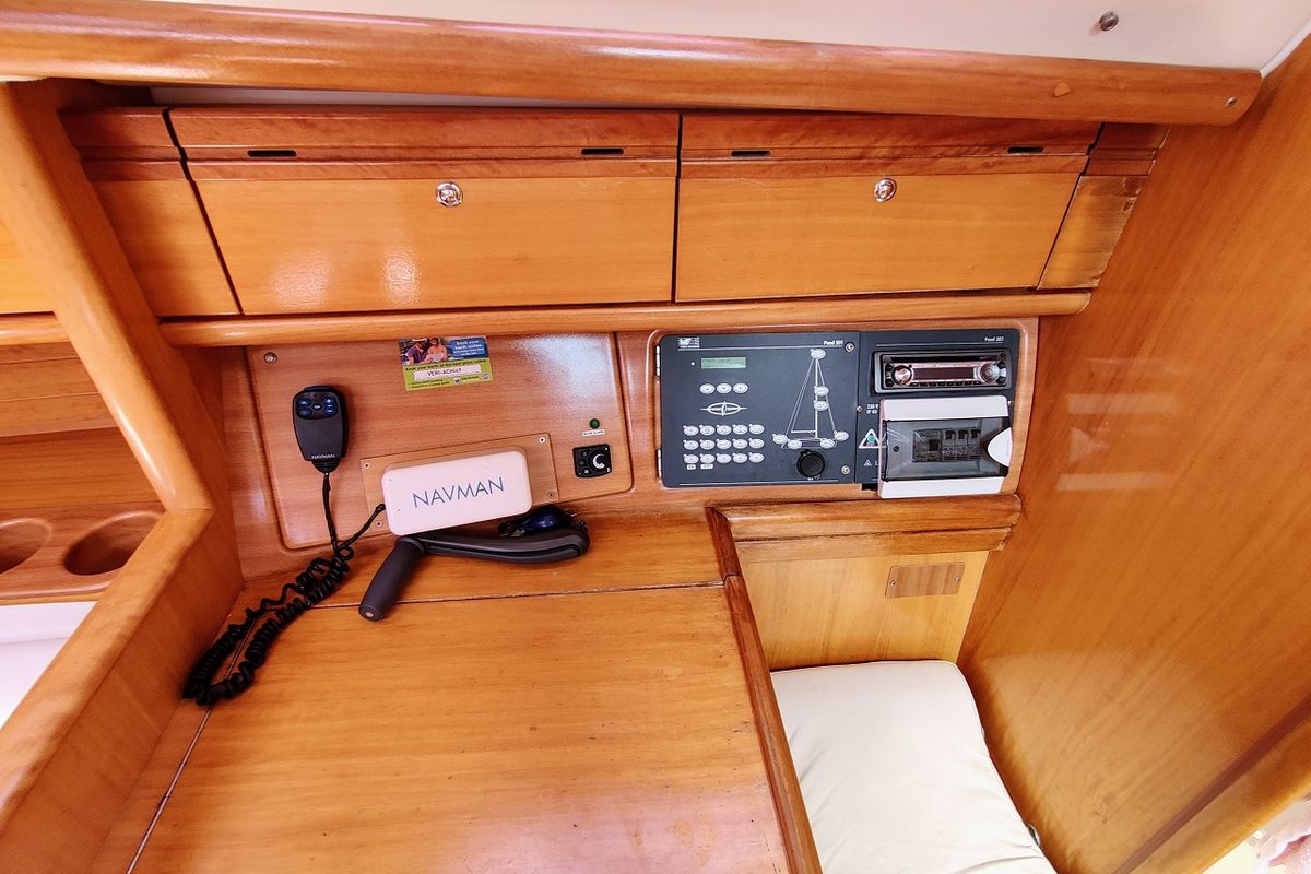 Cockpit of Achi, a Bavaria 31 Cruiser sailboat at Općina Sukošan, Croatia