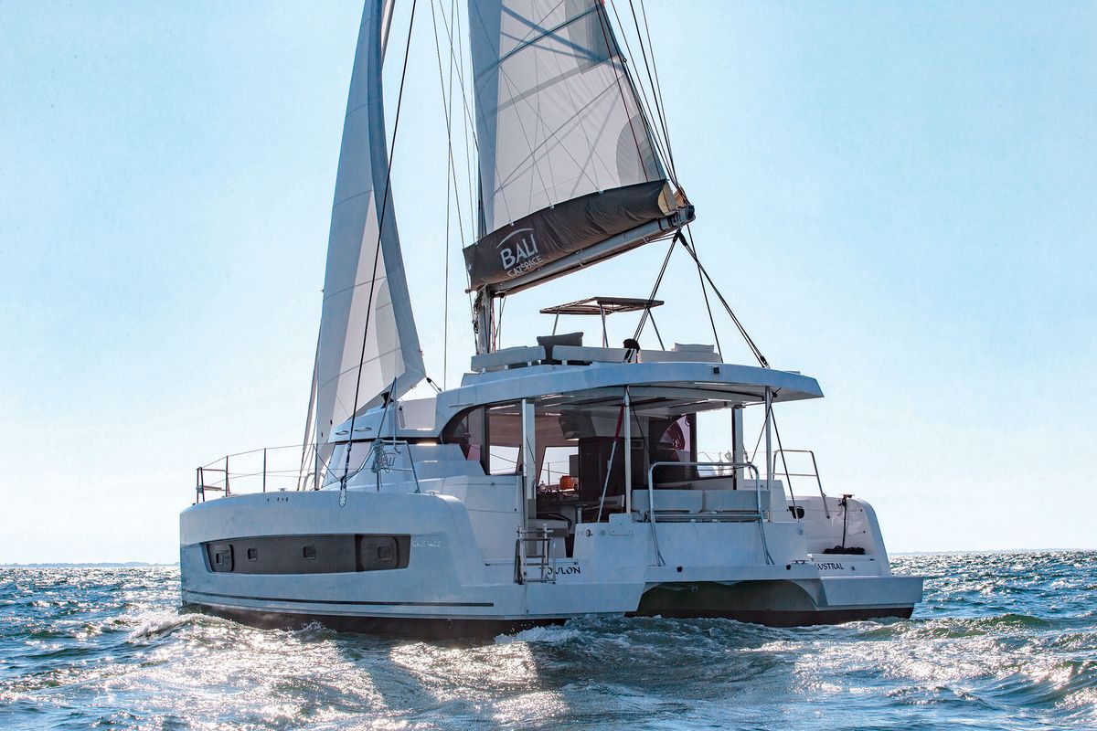 Exterior view of Sapphire, a Bali Catspace catamaran at Seget Donji, Croatia