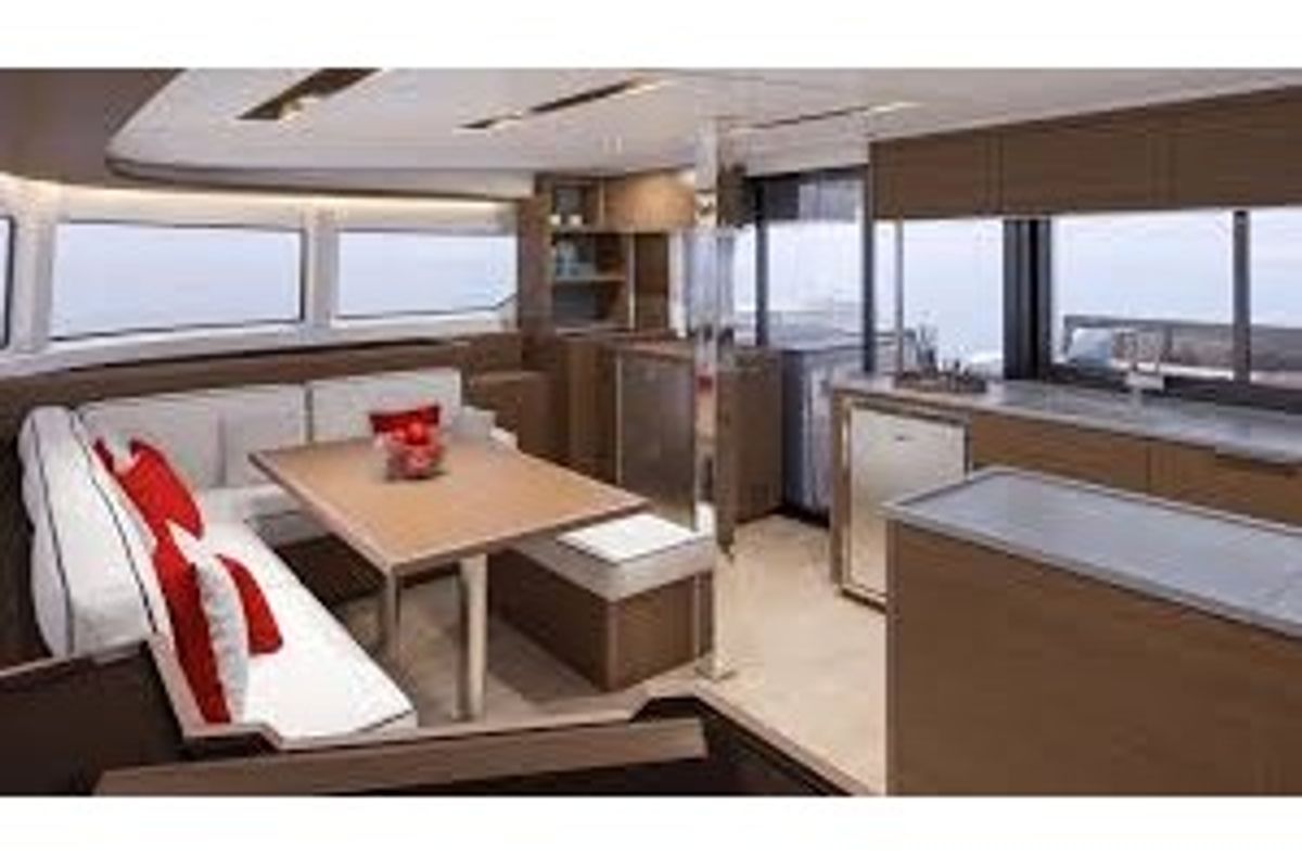 Salon of Puma IV, a Lagoon 46 catamaran at Alameda, United States