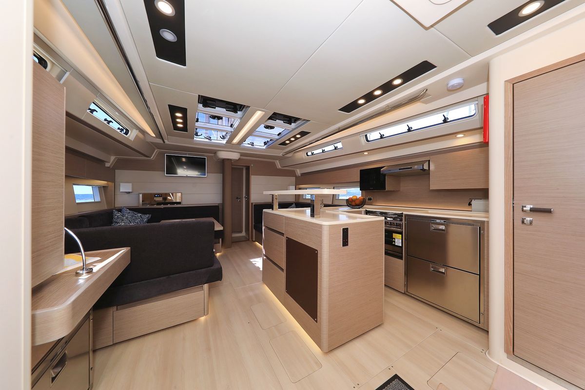 Salon of Crusader, a Hanse Yachts Hanse 588 sailboat at Seget Donji, Croatia