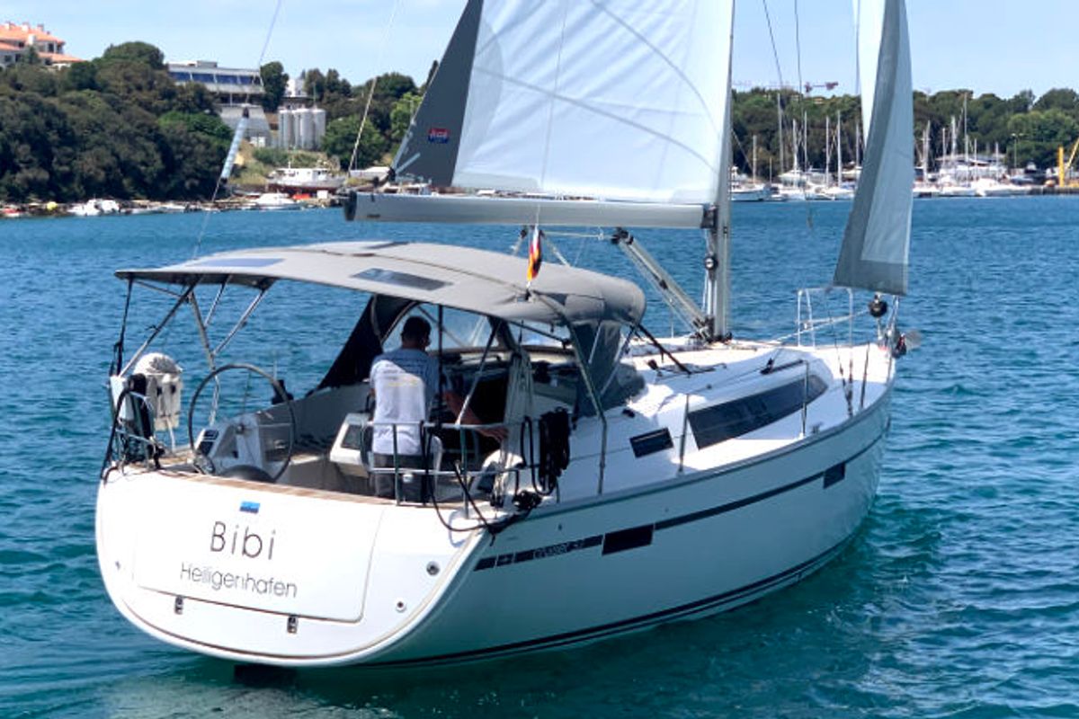 Exterior view of Bibi, a Bavaria Cruiser 37 sailboat at Grad Pula, Croatia
