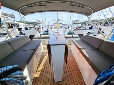 Deck of Ella, a Dufour 41 sailboat at Općina Rogoznica, Croatia