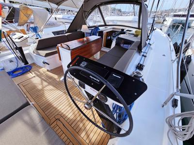Cockpit of Ella, a Dufour 41 sailboat at Općina Rogoznica, Croatia