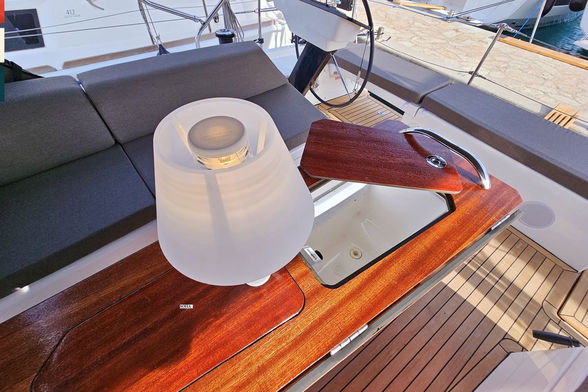 Deck of Ella, a Dufour 41 sailboat at Općina Rogoznica, Croatia
