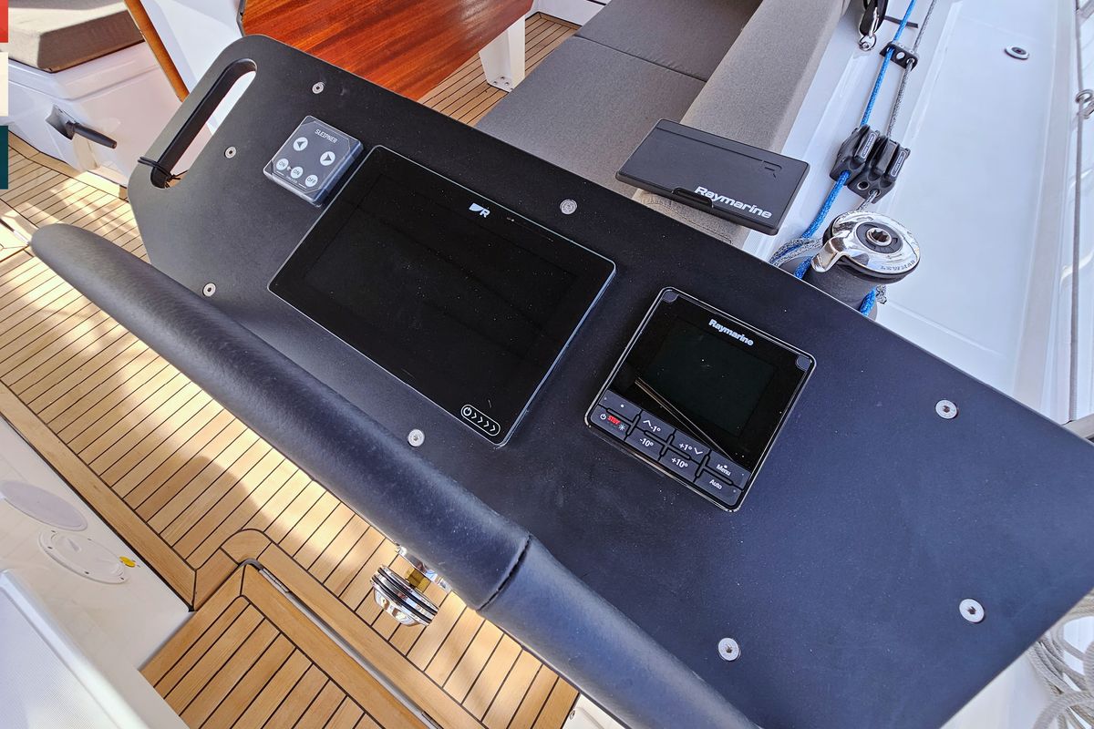 Cockpit of Ella, a Dufour 41 sailboat at Općina Rogoznica, Croatia