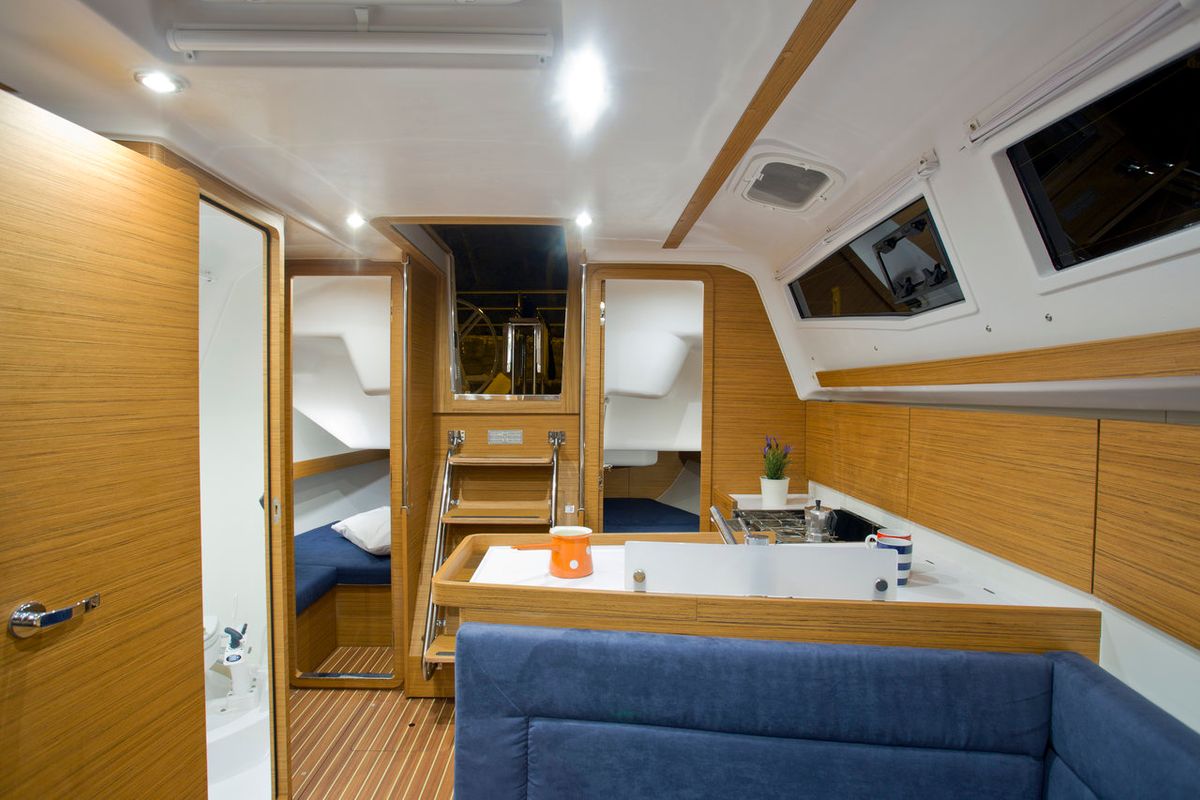 Salon of Essi, a Elan Impression 35 sailboat at Mali Lošinj, Croatia