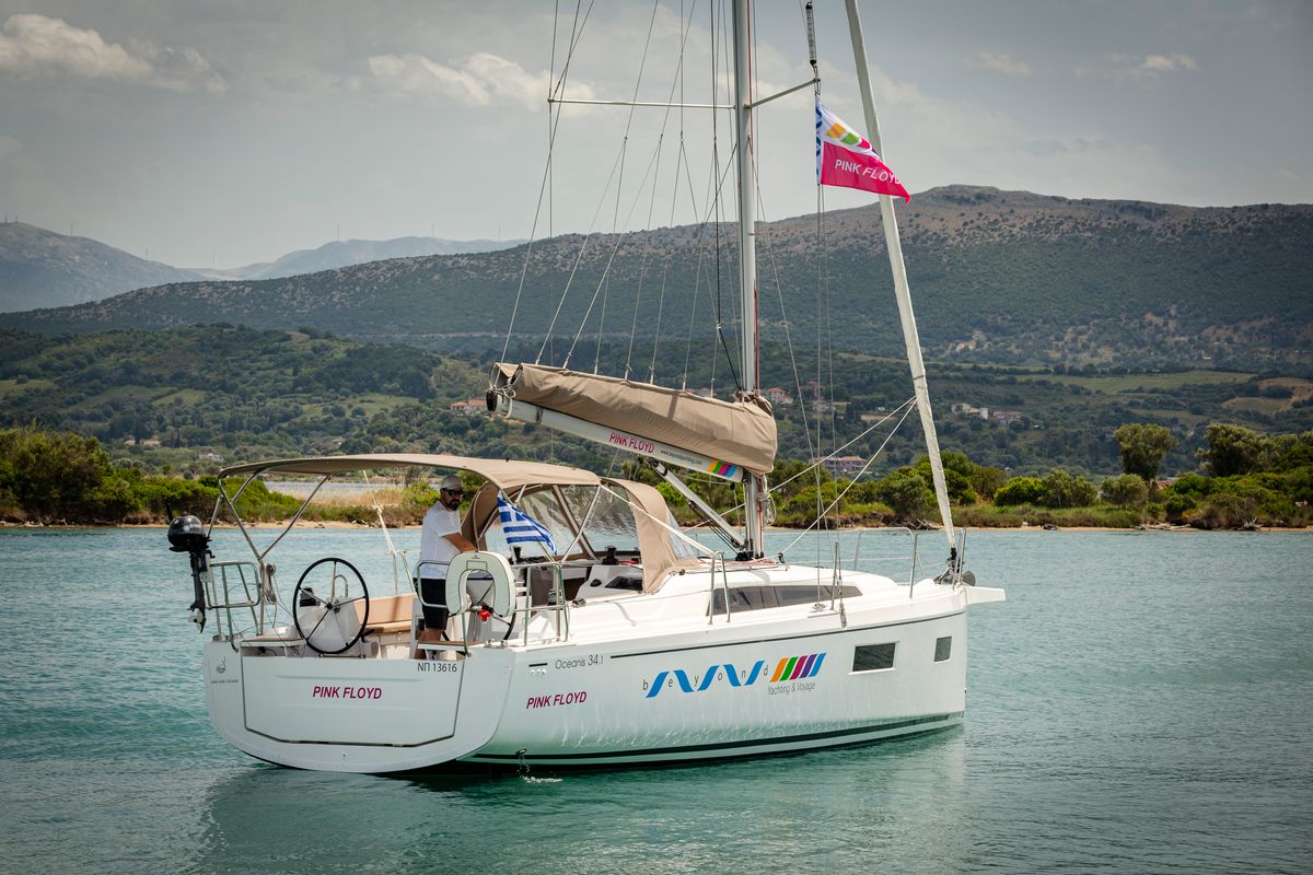 Exterior view of Pink Floyd, a Beneteau Oceanis 34.1 sailboat at Municipal Unit of Lefkada, Greece