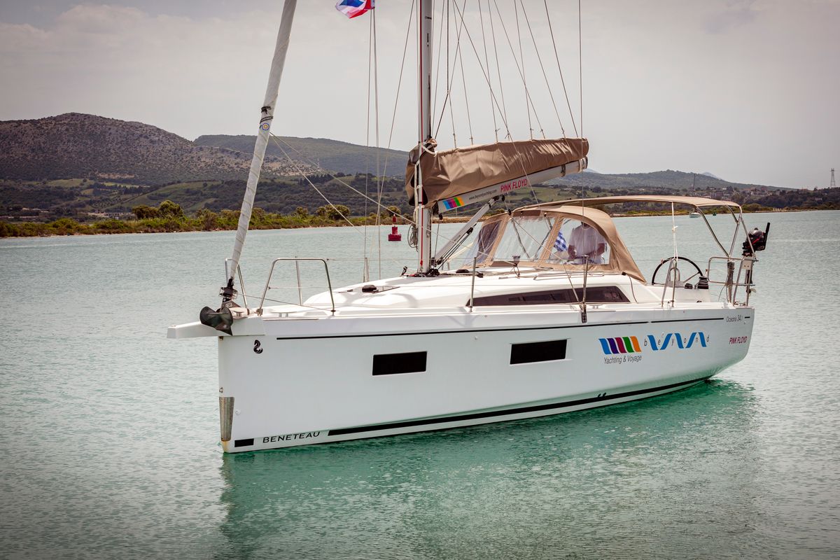 Exterior view of Pink Floyd, a Beneteau Oceanis 34.1 sailboat at Municipal Unit of Lefkada, Greece