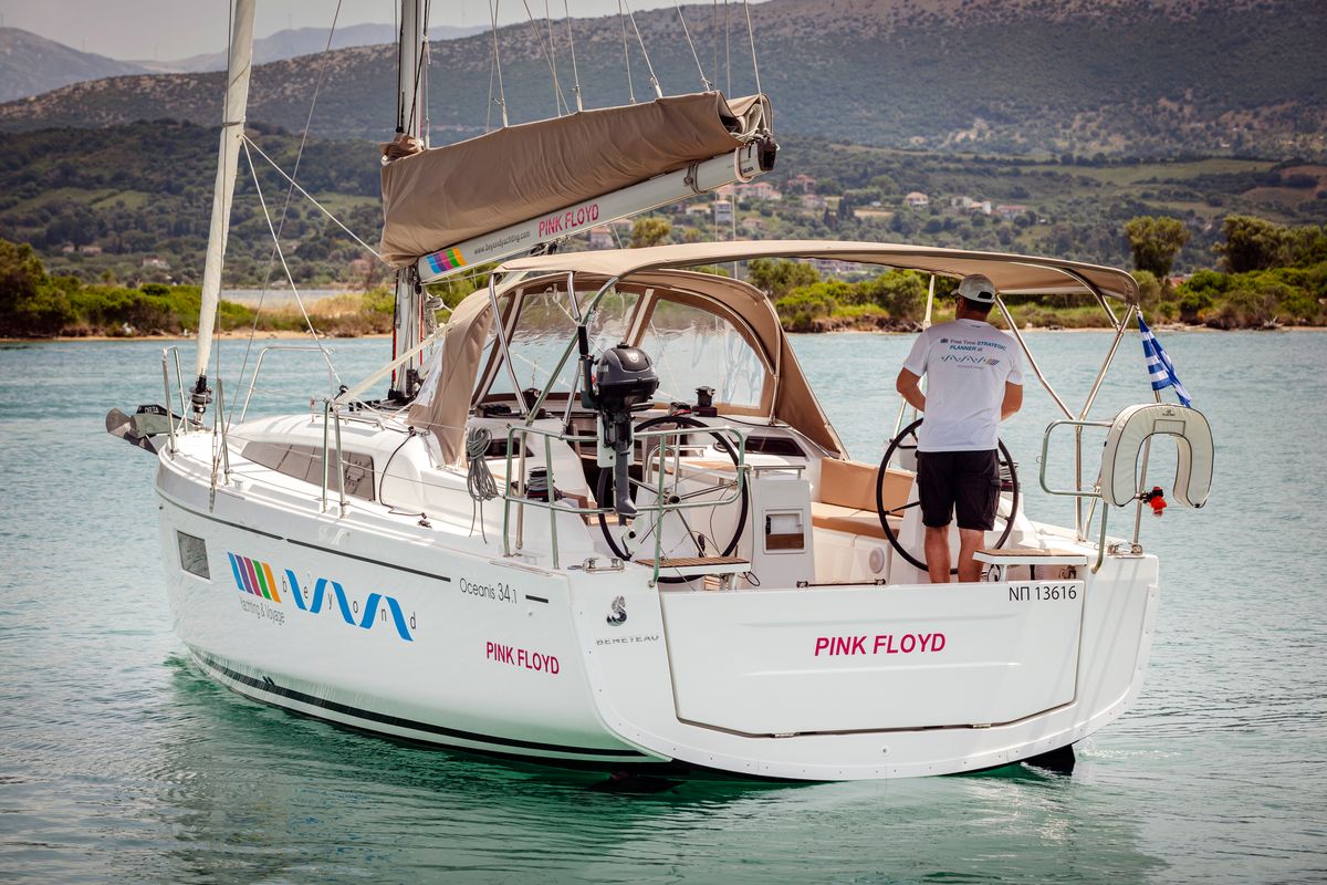 Exterior view of Pink Floyd, a Beneteau Oceanis 34.1 sailboat at Municipal Unit of Lefkada, Greece