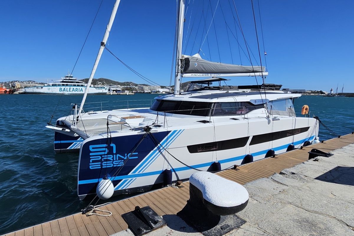 Exterior view of Princess, a Fountaine Pajot Aura 51 catamaran at Seget Donji, Croatia