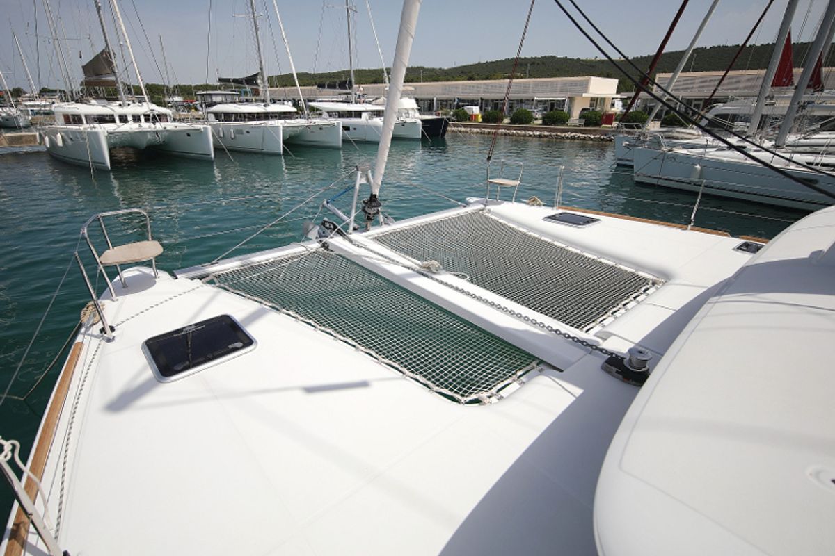 Deck of Scirocco, a Lagoon 400 S2 catamaran at Općina Sukošan, Croatia