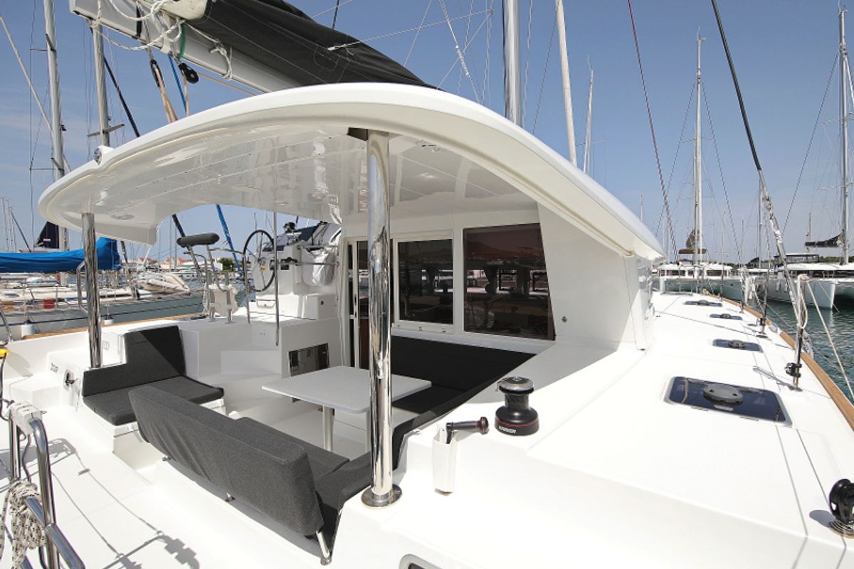 Deck of Scirocco, a Lagoon 400 S2 catamaran at Općina Sukošan, Croatia