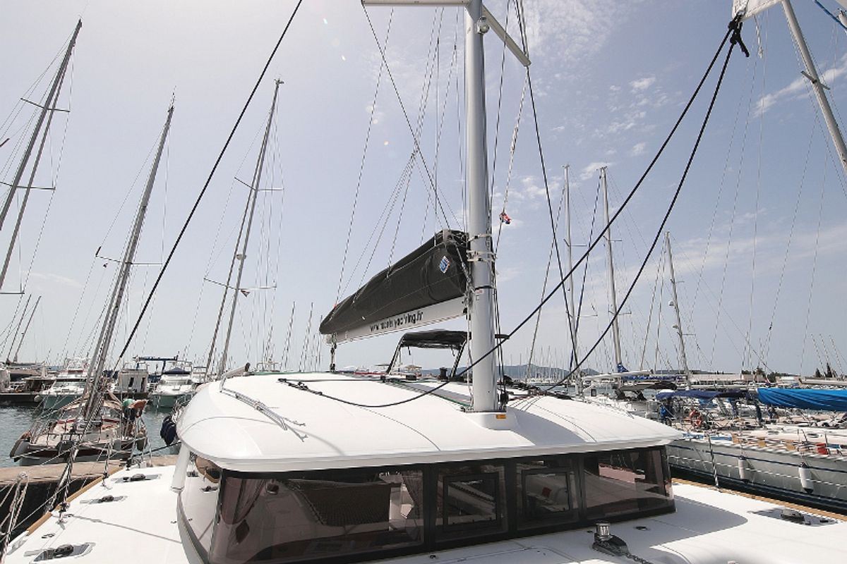 Deck of Scirocco, a Lagoon 400 S2 catamaran at Općina Sukošan, Croatia