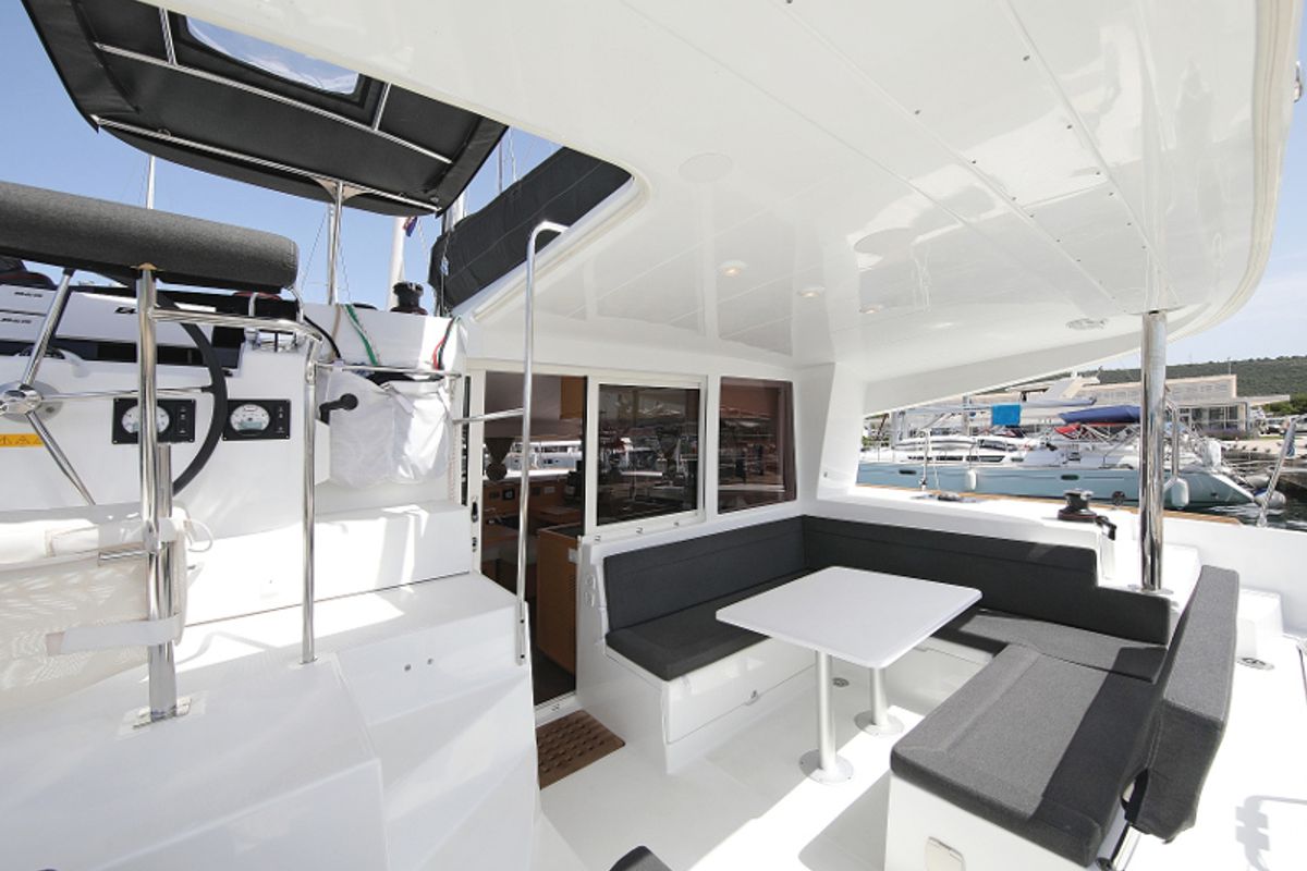 Deck of Scirocco, a Lagoon 400 S2 catamaran at Općina Sukošan, Croatia