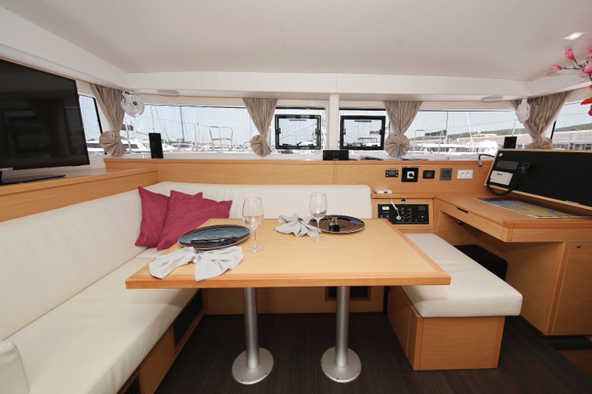 Salon of Scirocco, a Lagoon 400 S2 catamaran at Općina Sukošan, Croatia