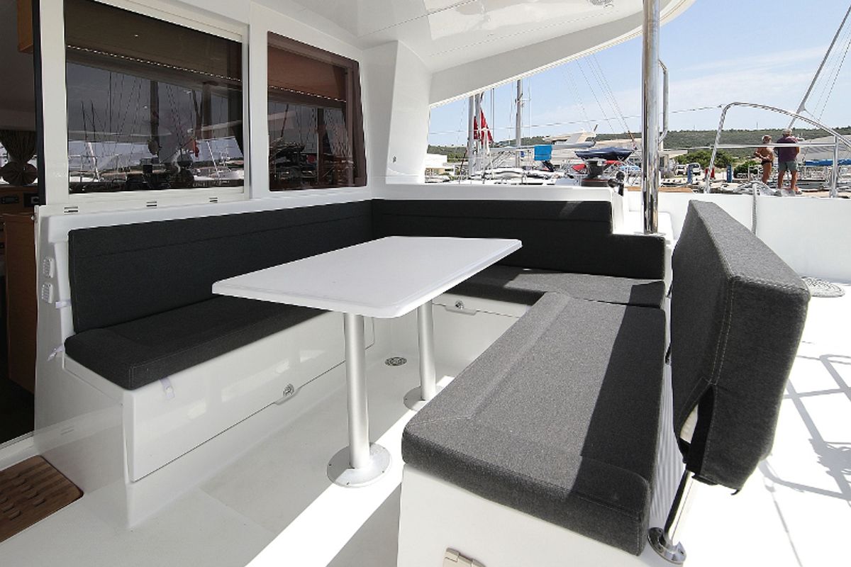 Deck of Scirocco, a Lagoon 400 S2 catamaran at Općina Sukošan, Croatia
