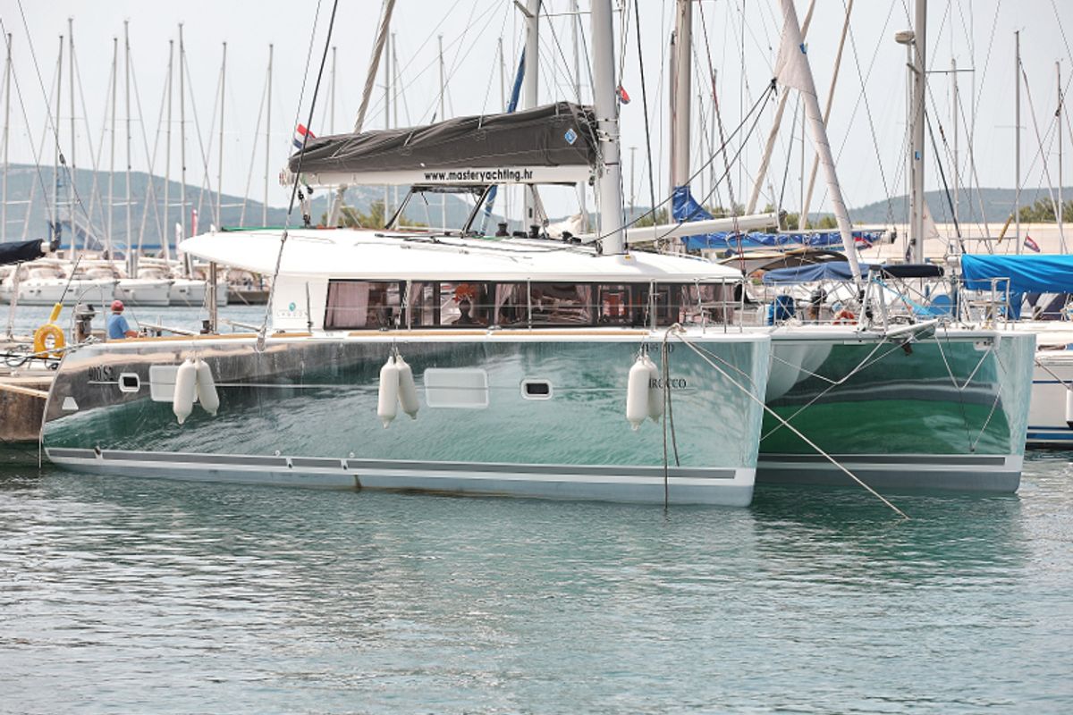 Exterior view of Scirocco, a Lagoon 400 S2 catamaran at Općina Sukošan, Croatia
