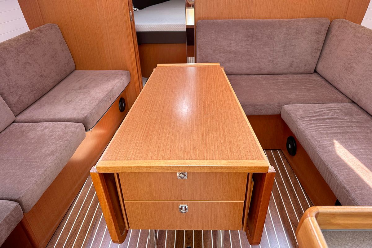 Salon of Helene, a Bavaria Cruiser 37 sailboat at Heiligenhafen, Germany