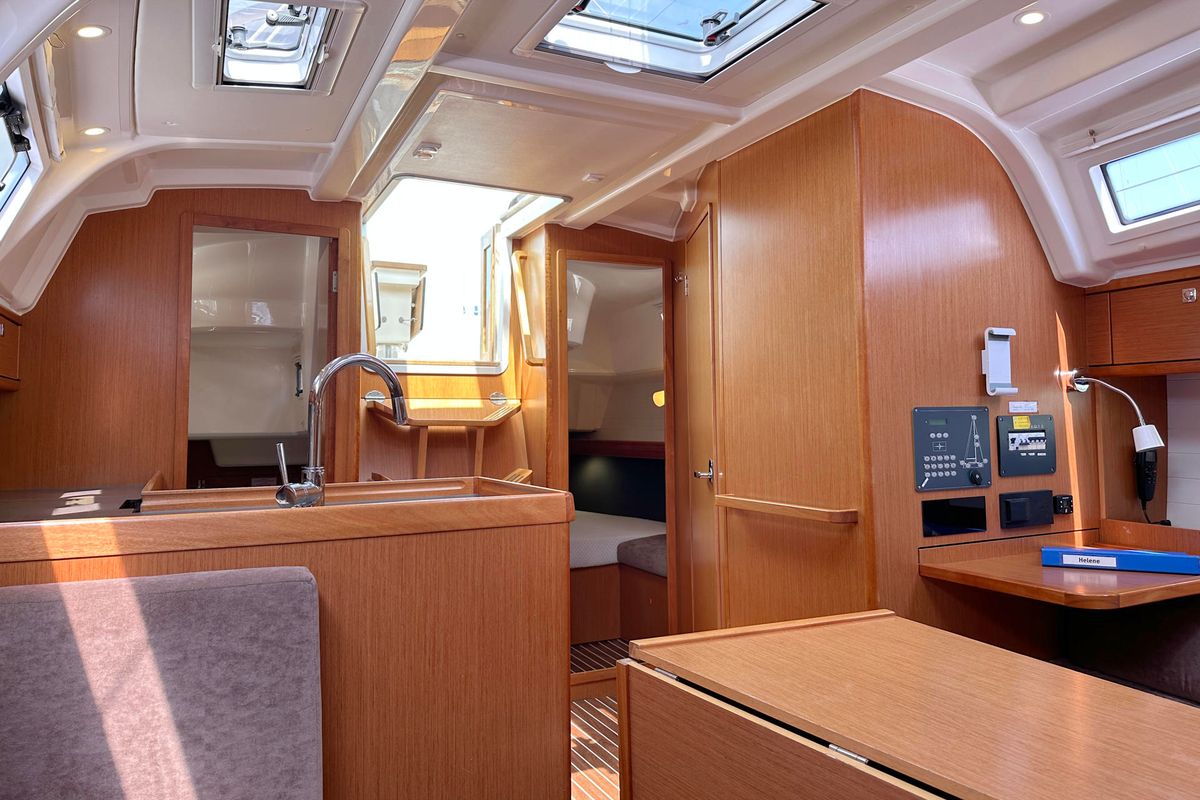 Salon of Helene, a Bavaria Cruiser 37 sailboat at Heiligenhafen, Germany