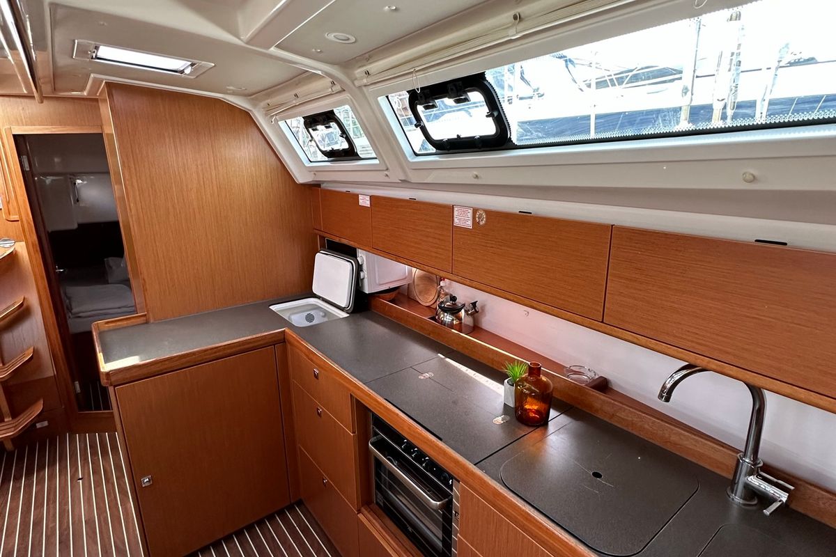 Galley of Janus, a Bavaria Cruiser 46 sailboat at Općina Pakoštane, Croatia