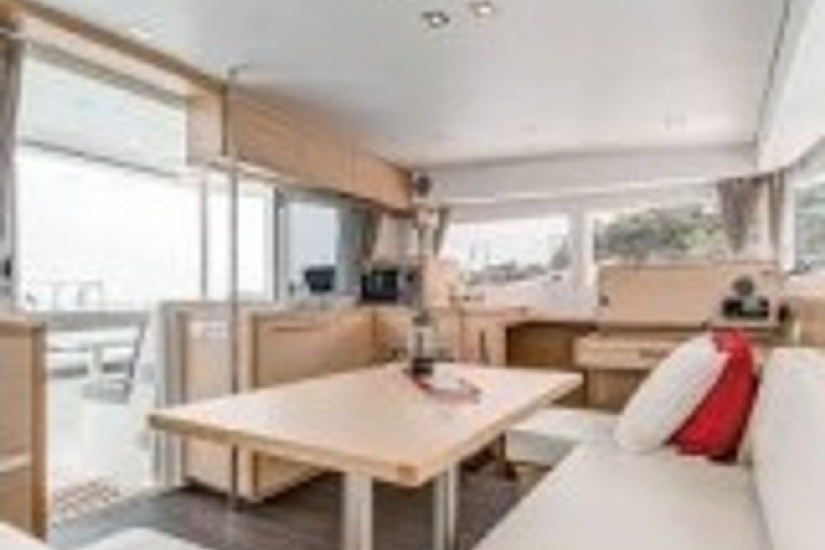 Salon of Ti-Bo III, a Lagoon 40 catamaran at Alameda, United States