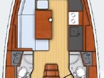 Floor plan of Stargazer, a Beneteau Oceanis 38.1 sailboat at Fethiye, Turkey